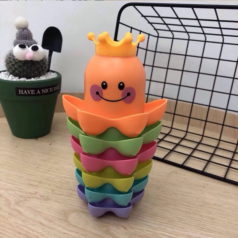 1Pcs Kids Ocean Life octopus Stacking Cups Bath Toy Children Play Educational Cute Cartoon Bathroom Kids Beach Bath Toys