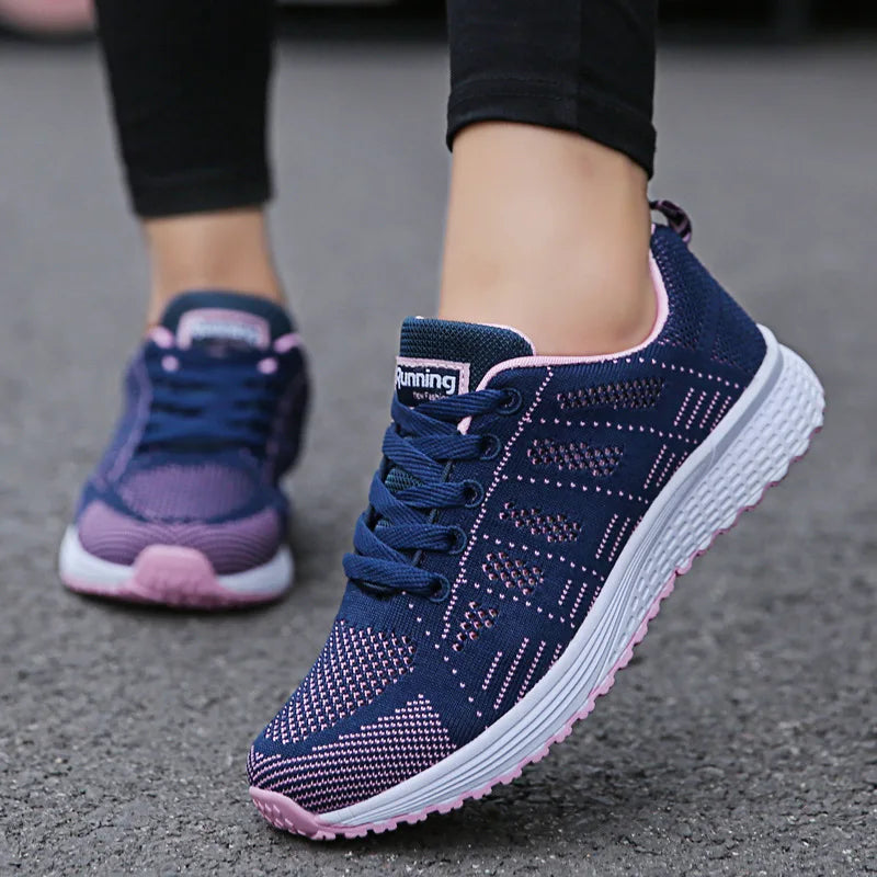 Fashion Women Casual Shoes Breathable Walking Mesh Flat Shoes Woman White Sneakers Shoes For Women 2024 Tenis Feminino Footwear