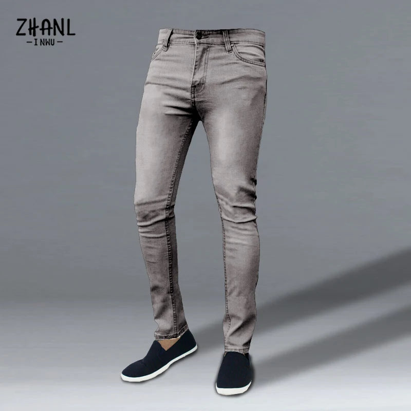 Black Fashion Men's Slim Jeans High Stretch Business Work Denim Trousers Autumn Classic Vintage Casual Skinny Jogging Jeans 2022