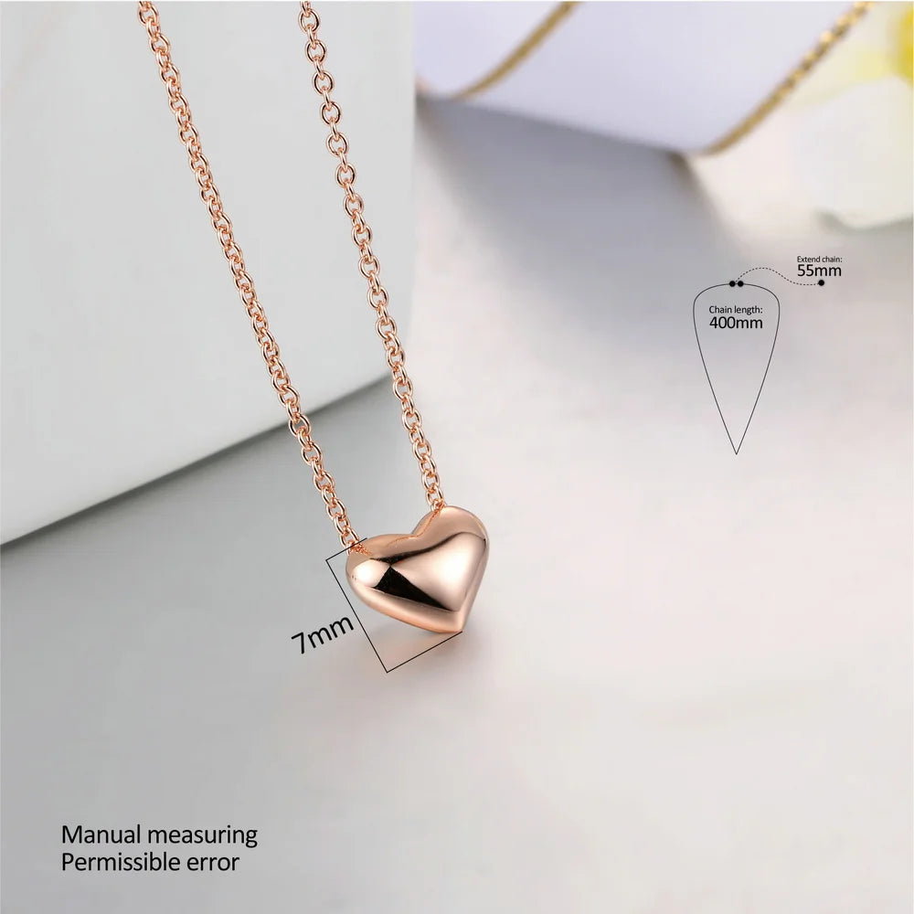 Heart Pendant Necklace For Women Simple OL Style Rose Gold Color Party Wedding Gift Top Quality ZYN099 ZYN100