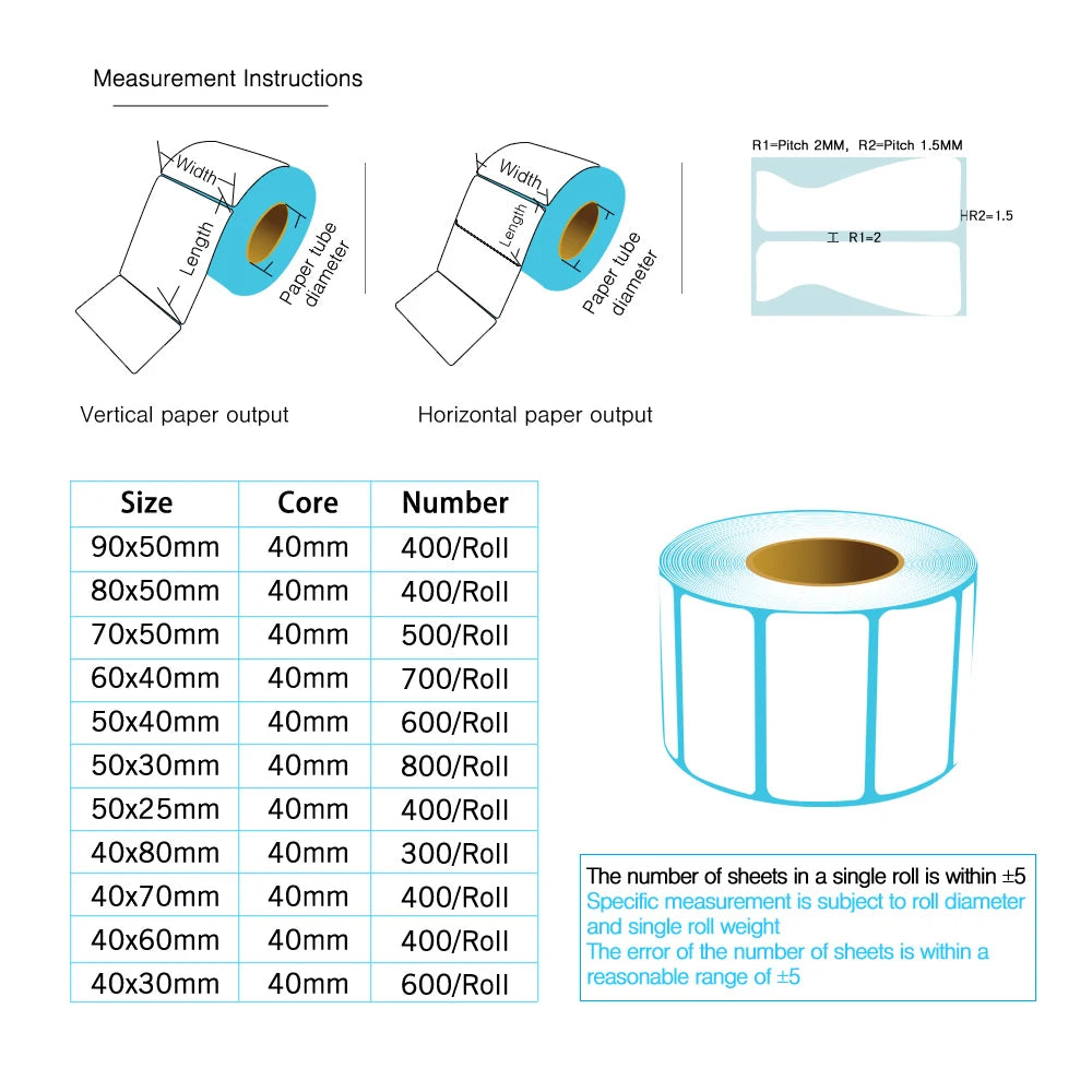 Thermal Label Sticker Paper Supermarket Price Blank Barcode Label Direct Print Waterproof Print Supplies 800pcs/Roll Adhesive