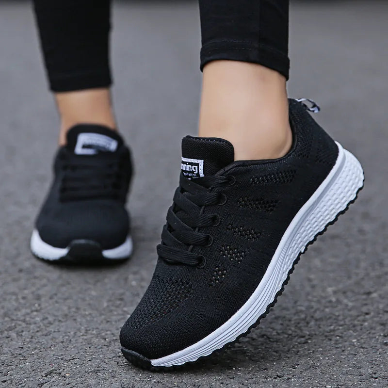 Fashion Women Casual Shoes Breathable Walking Mesh Flat Shoes Woman White Sneakers Shoes For Women 2024 Tenis Feminino Footwear