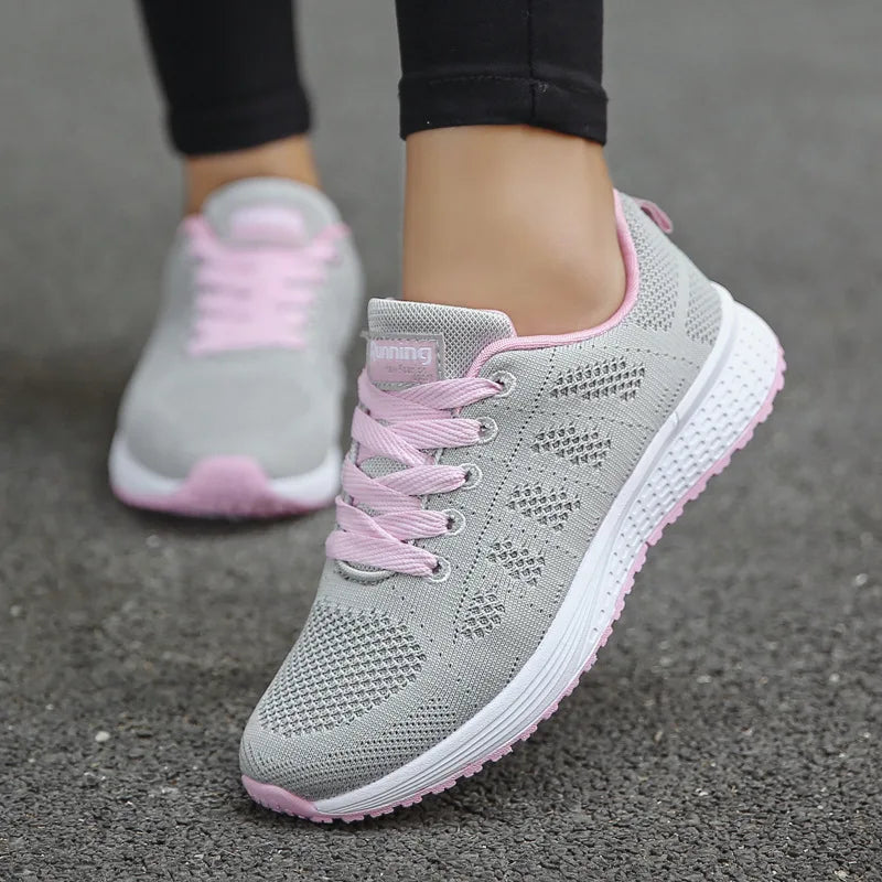 Fashion Women Casual Shoes Breathable Walking Mesh Flat Shoes Woman White Sneakers Shoes For Women 2024 Tenis Feminino Footwear