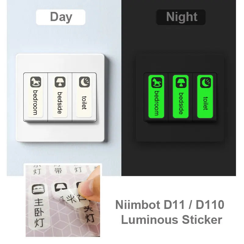 Niimbot D11 Label Paper Luminous Label Sticker 13*35mm for Niimbot D110 D11 Labeling Machine Self Adhesive Paper to Print Tape