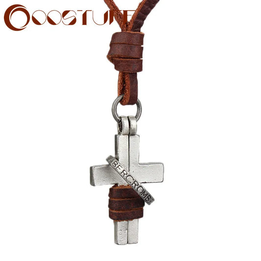 Vintage Leather Necklace Men Cross Jewelry Statement necklaces & pendants Korean Fashion Necklace for Women Long Necklace New in