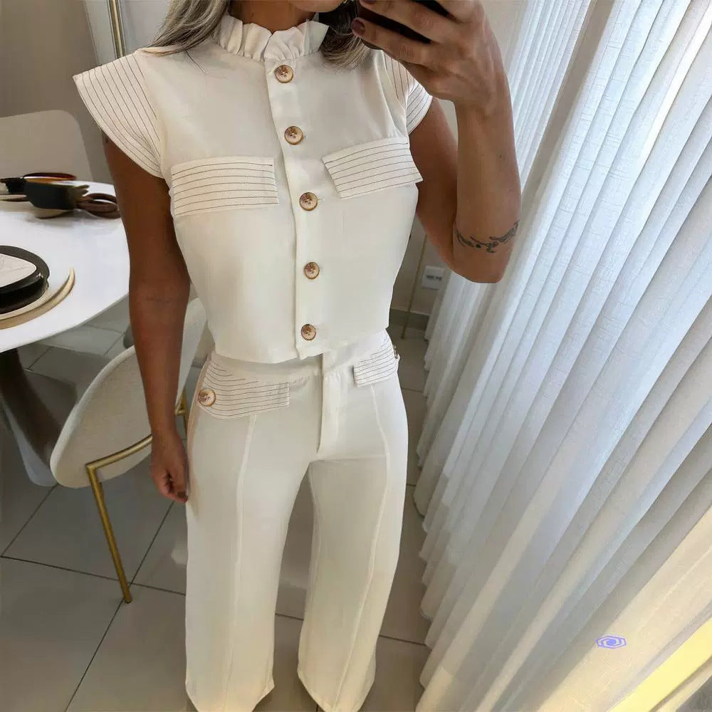 Striped Stitching Single-breasted Women's Suit