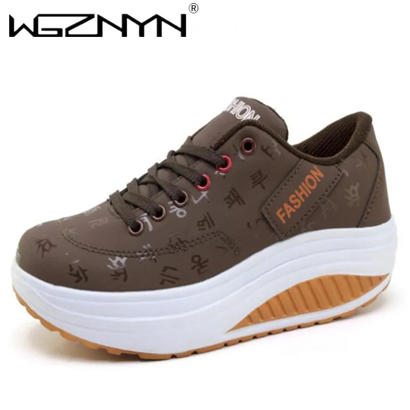 Women Sneakers Solid Wedge Casual Sport Shoes Woman Sneakers Women Outdoor Shoes Woman Lace-up Female Sneakers Zapatillas Mujer