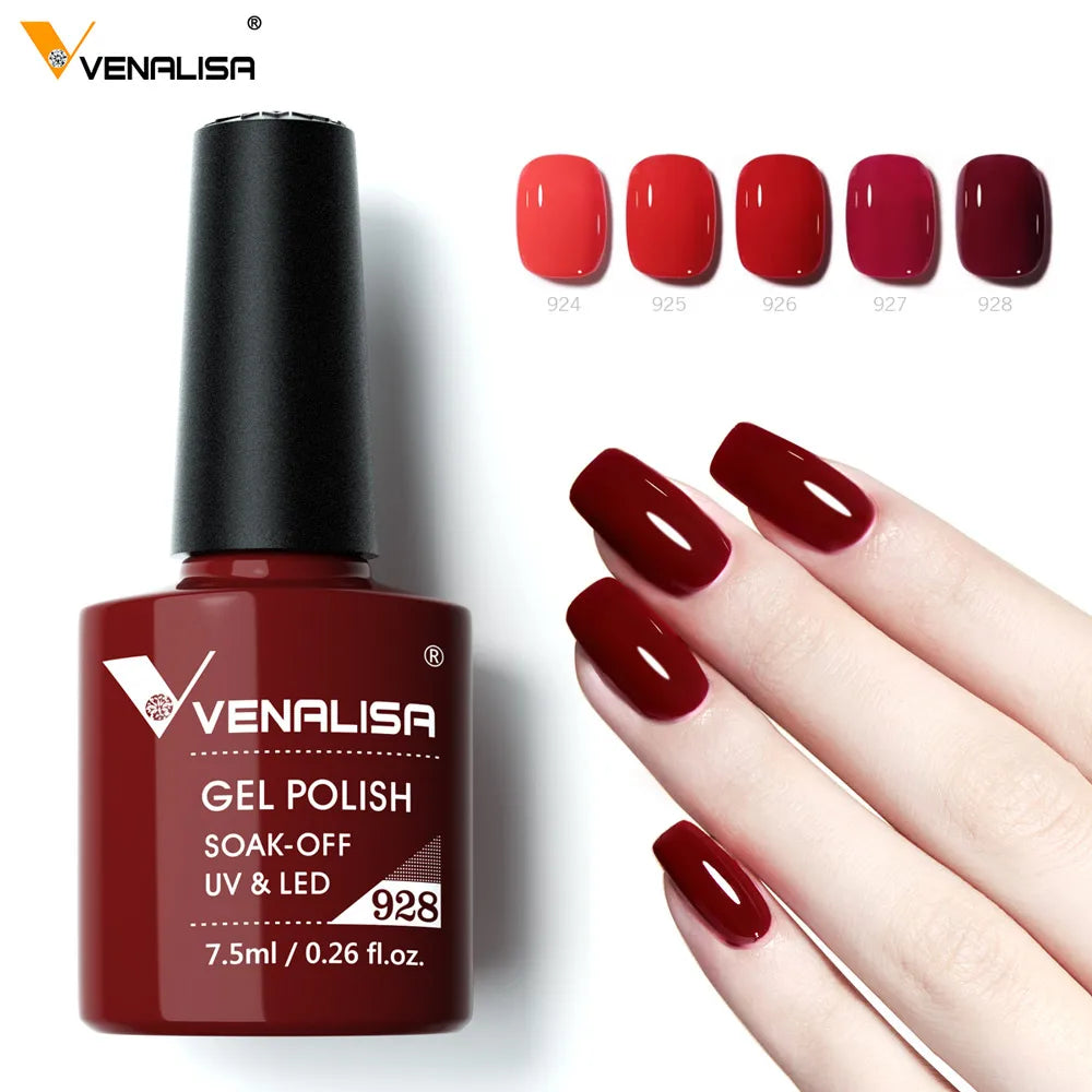 Venalisa Hot Sell Soak Off UV LED Gel 60 Colors 7.5ml Super Shinning Nail Gel Polish Lacquer Full Coverage Pure Color Series