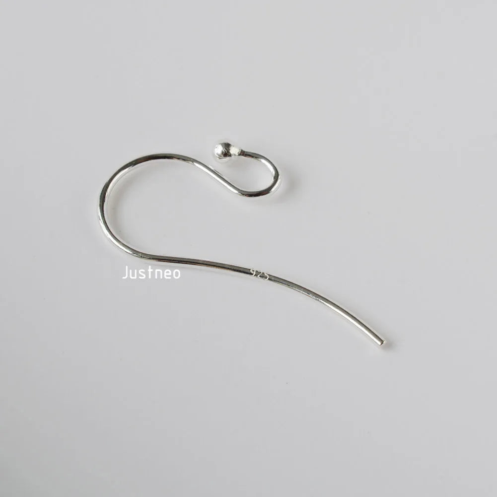 ear hook,24*0.8mm solid 925 sterling silver earring wire hooks with 2mm ball ,1pair