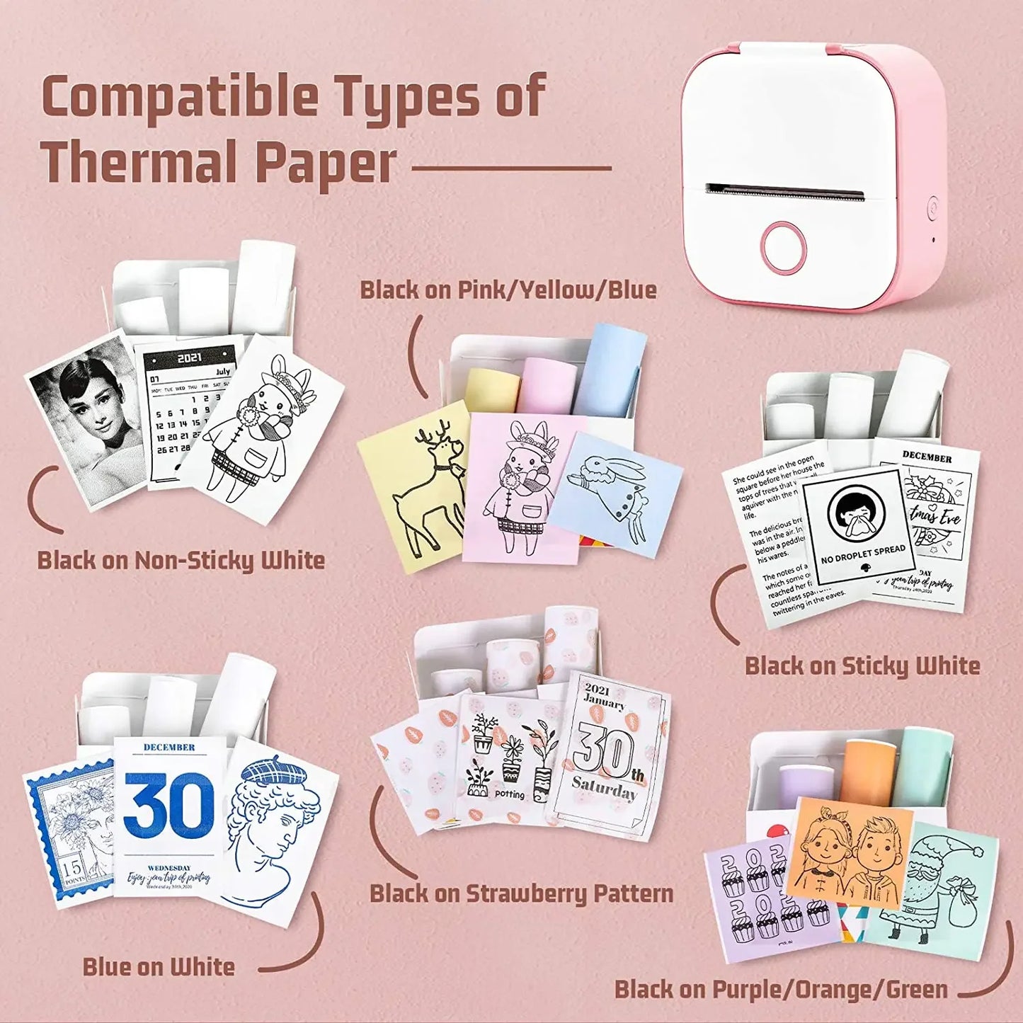 Phomemo 3 Rolls Self-adhesive Transparent Sticker Thermal Paper for T02 M02X Label Sticky DIY Photo Texts Study Notes Printing