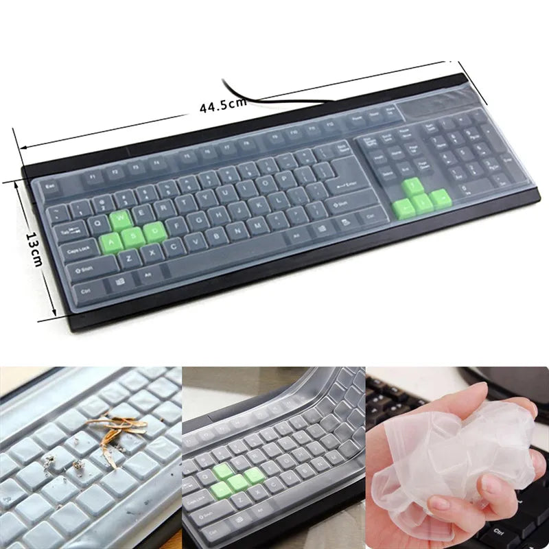 1pc Universal Waterproof Silicone Desktop Computer Keyboard Cover Clear Skin Protector Film Shell Dust-Proof Protective Film