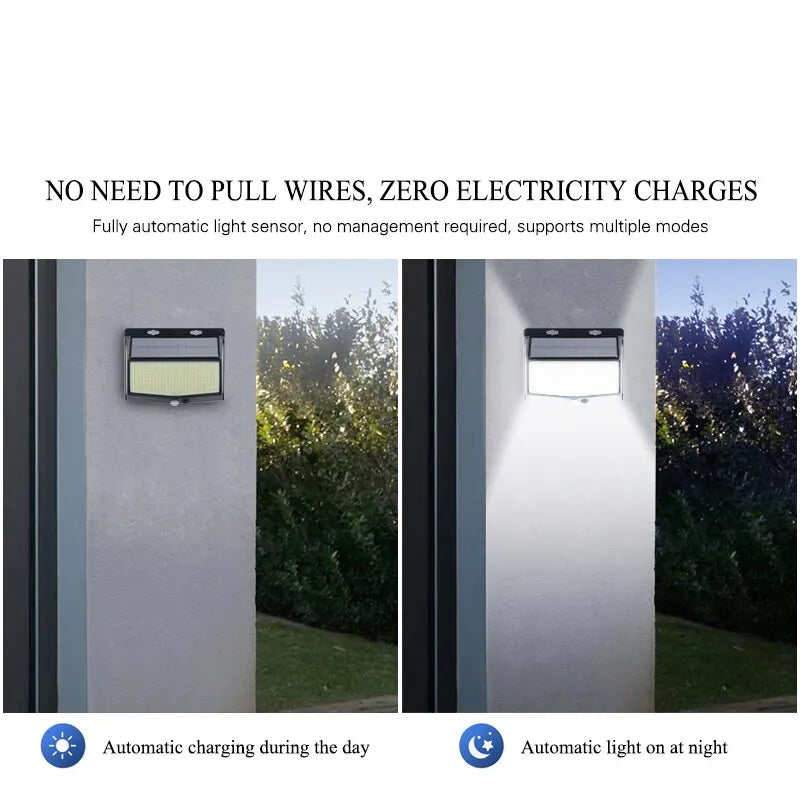 468 LED Solar Light Human Motion Sensor IP65 Waterproof Outdoor Automatic Lighting Garden Street Light