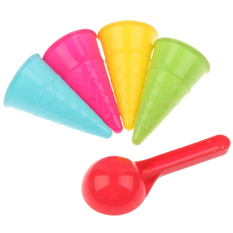 5 Pcs/lot Cute Ice Cream Cone Scoop Sets Beach Toys Sand Kids Children Outdoor Play