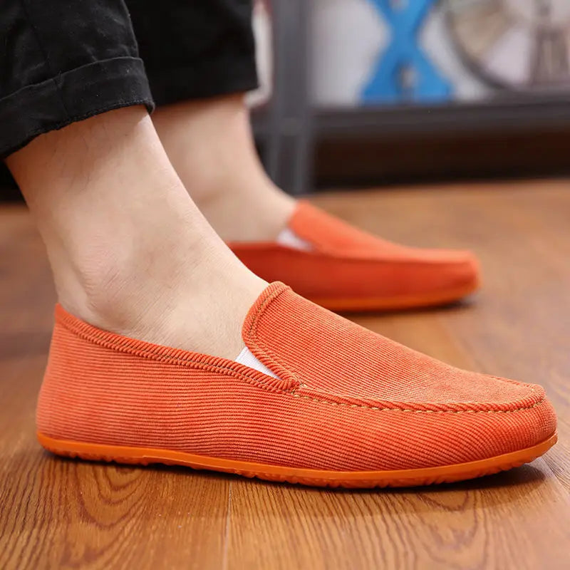 Heren Grote Maat Loafers Platte Schoenen Slippers Stof Anti-slip Mens Fashion Zomerstijl Zachte Mens Moccasins