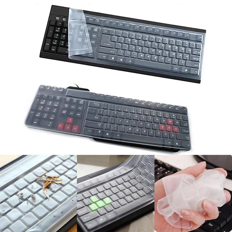 1pc Universal Waterproof Silicone Desktop Computer Keyboard Cover Clear Skin Protector Film Shell Dust-Proof Protective Film