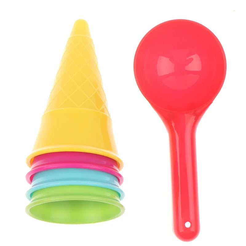 5 Pcs/lot Cute Ice Cream Cone Scoop Sets Beach Toys Sand Kids Children Outdoor Play