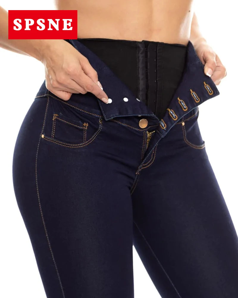 Colombian Butt Lift High Waist Jeans With Internal Girdle Flatten Your Tummy Control Your Legs Navy High Waist Lift Jeans