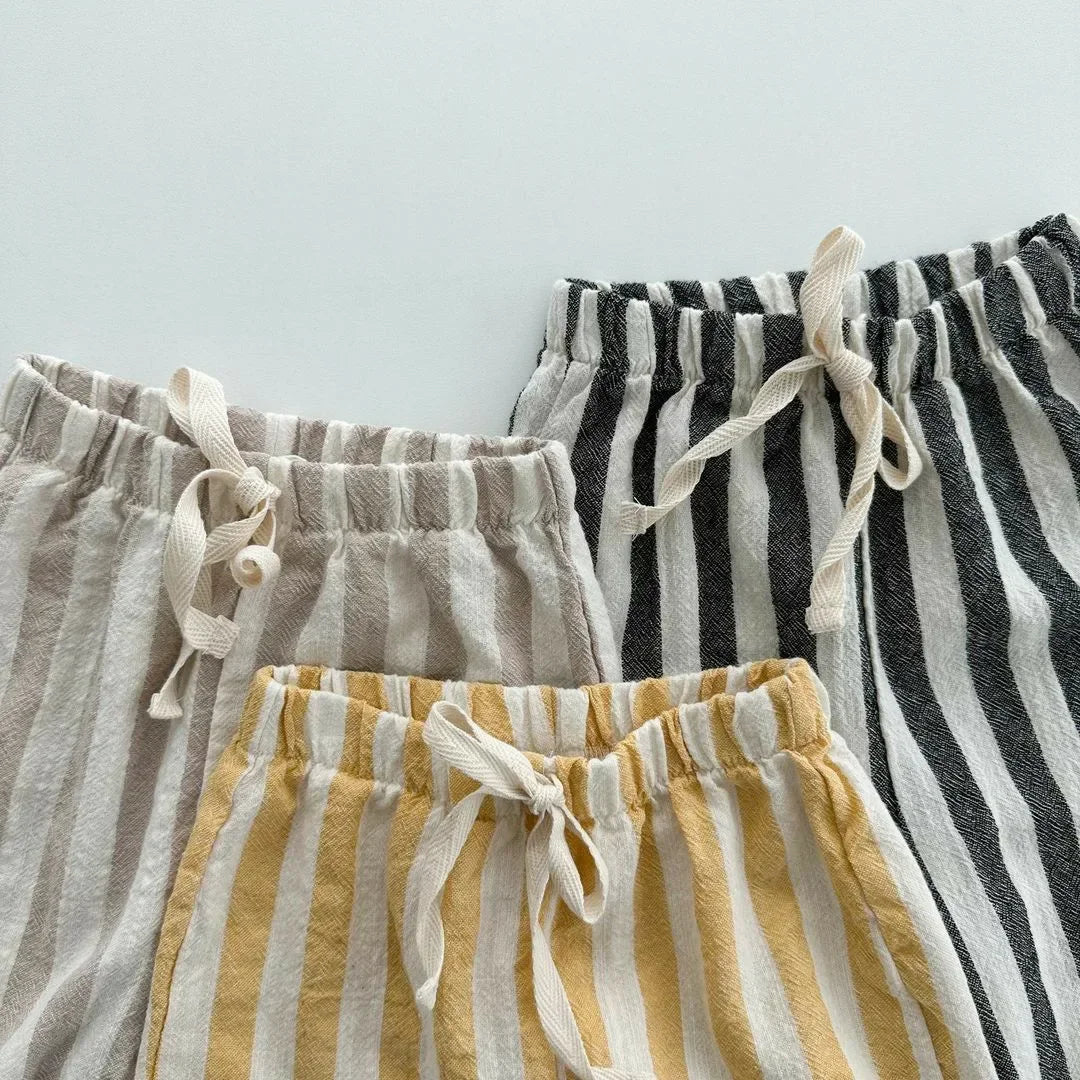 6543B Baby Pants Summer New Korean Cotton Thin Boy's Pant Casual Loose Striped Girl's Pants 1-5Year Kid's Trousers