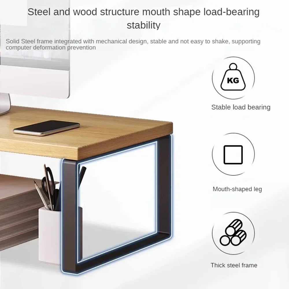 Bracket Raised Shelf Office Laptop Monitor Desktop Computer Stand Rack Wooden Table Home Storage Holders Utility Accessories