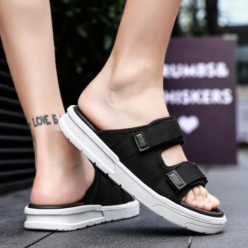 Men's Sandals Luxury Brand Summer Men Slippers Shoes Beach Slipper Open Toe Hook&loop Wear-resisting Sandals Schoenen Mannen