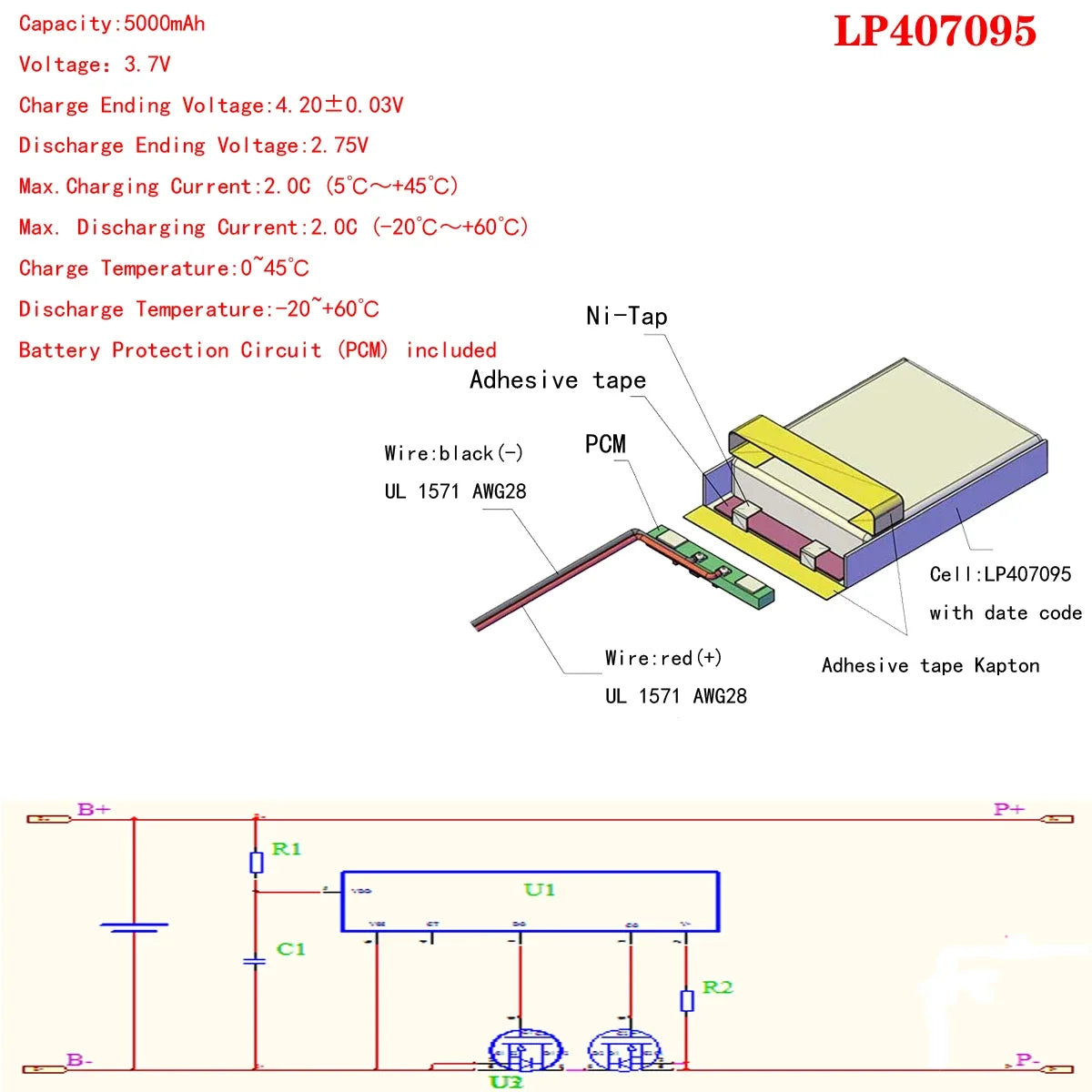 3.7V 5000mah (polymer lithium ion battery) Li-ion battery for tablet pc 7 inch MP3 MP4 [407095] replace High capacity