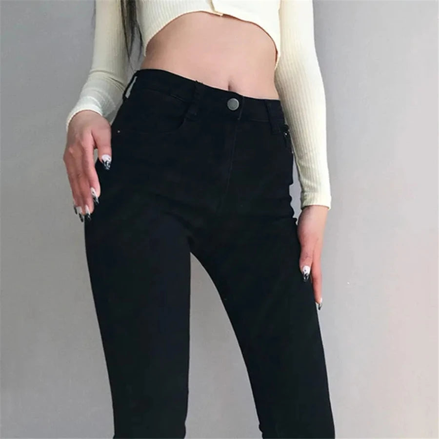 Oversize 38 Slim High Waist Penci Jeans Classic Skinny Denim Pants Blue Pantalones Ankle Length Vaquero Korean Trouser New