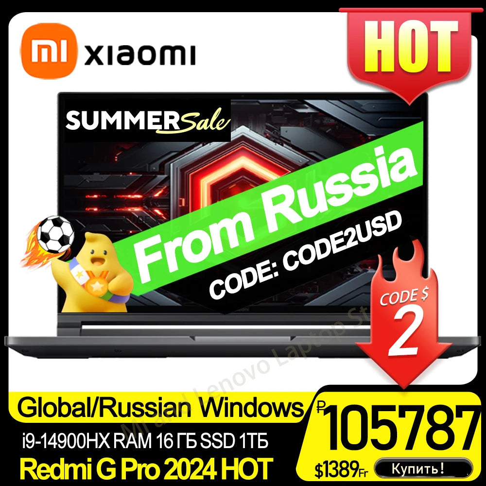 Xiaomi Redmi G Pro Gaming Laptop 2024 Intel i9-14900HX 16G RAM 512G SSD RTX4060 GPU Notebook 2.5K 240Hz 16Inch Game PC