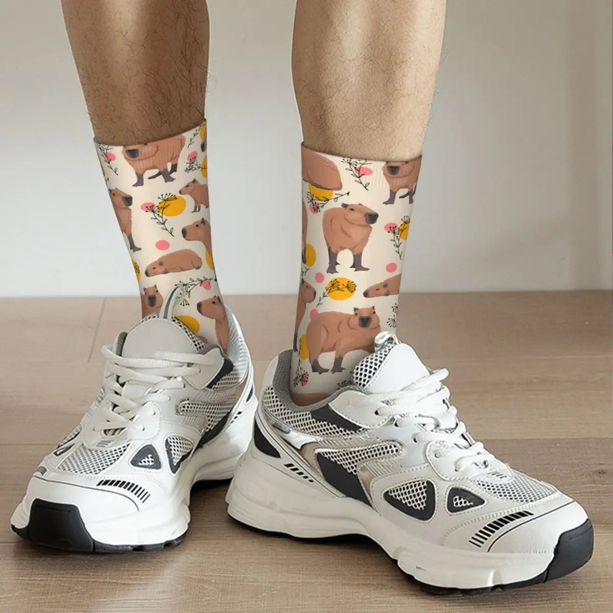 Doodle Plants Capybara Guinea Pig Cavia Porcellus Animal Unisex Winter Socks Hip Hop Happy Socks street style Crazy Sock