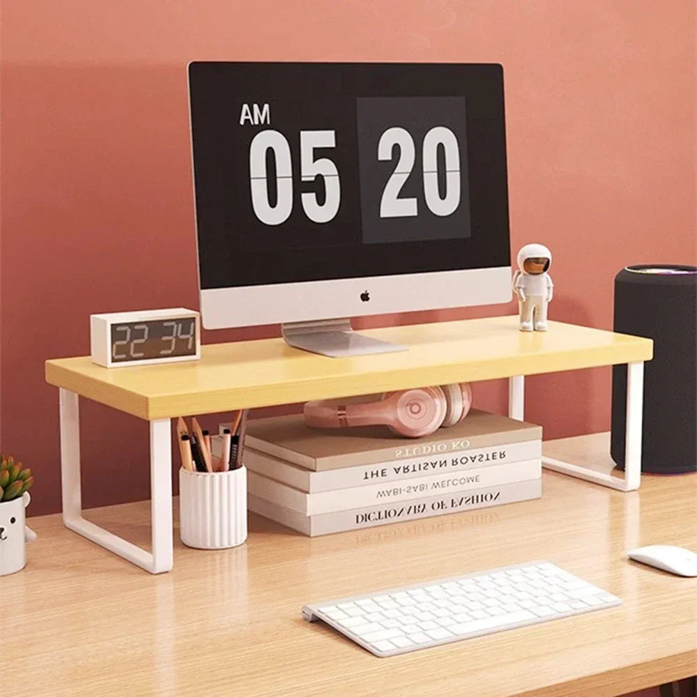 Bracket Raised Shelf Office Laptop Monitor Desktop Computer Stand Rack Wooden Table Home Storage Holders Utility Accessories