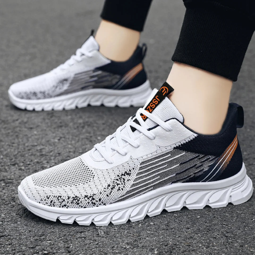 Sneakers 2024 new men's shoes trend foreign trade flying woven lace-up running shoes breathable Korean version of tide shoes