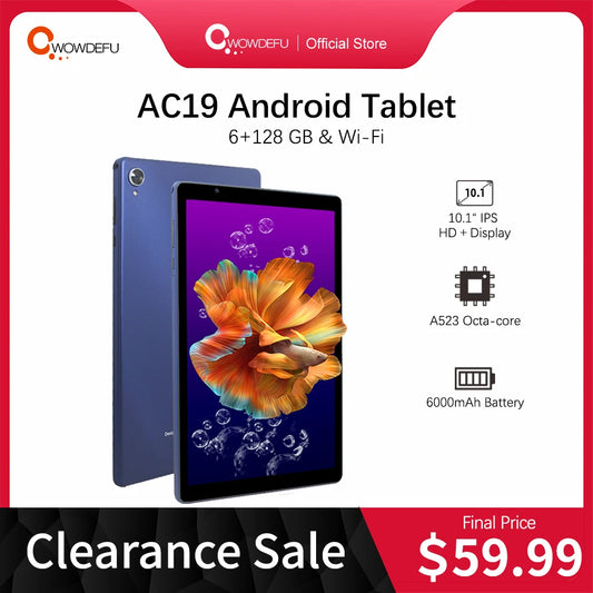 Cwowdefu Tablet 10 Inch Android 13 Octa Core 6GB(4+2 extend) RAM 128GB ROM 6000mAh 5G WiFi Dual Camera Type-C Tab PC 2023 Tablet