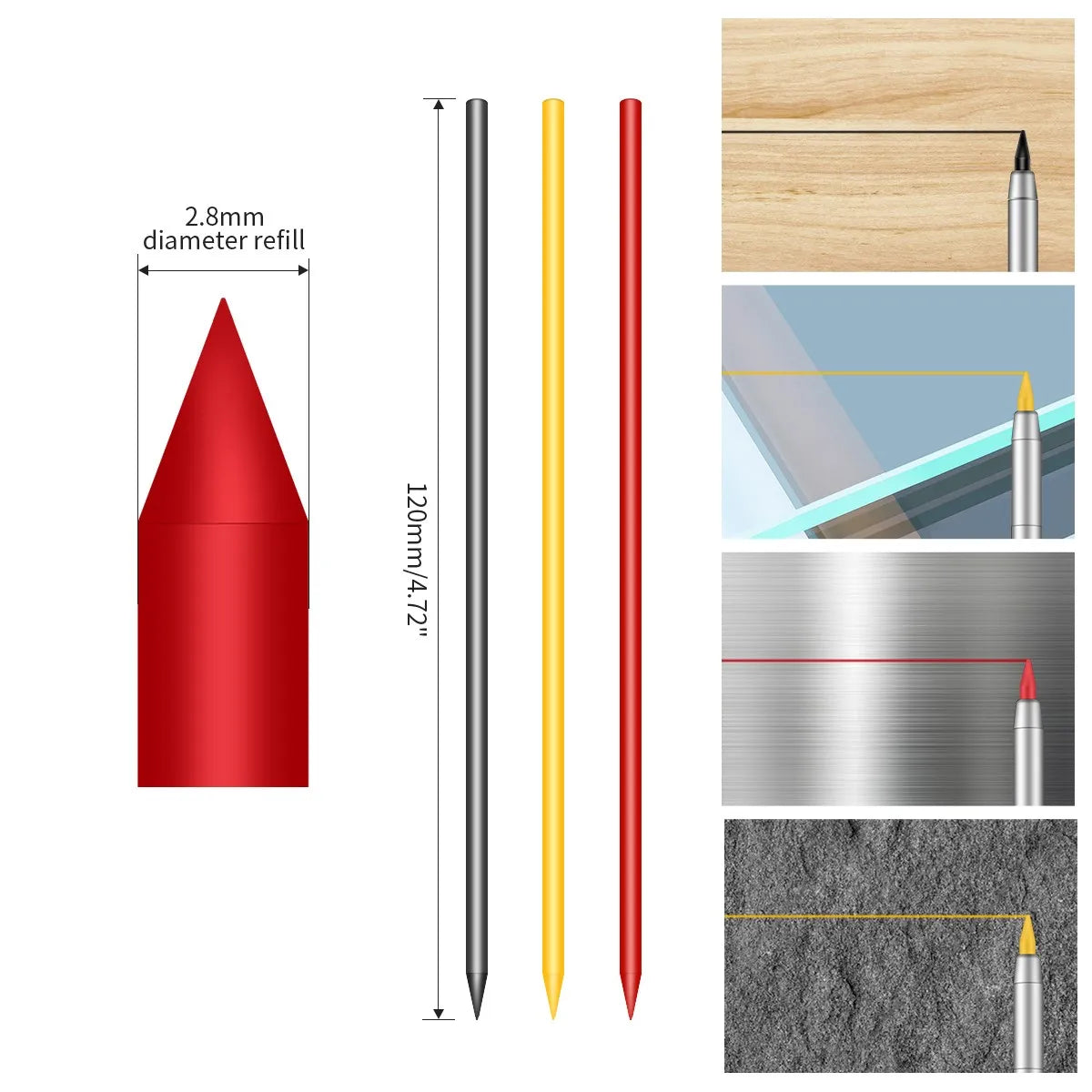 Solid Carpenter Mechanical Pencil With Sharpener 3 Colors Refill Carpentry Marking Scriber Construction Tools Woodworking Tools