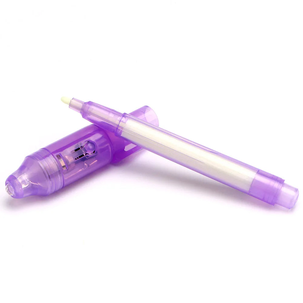 Magic Purple 2 In 1 UV Graffiti Black Light Combo Creative Stationery Invisible Ink Pen Marker pen Highlighter Office