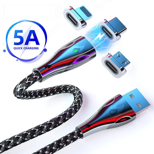 5A Type C Magnetic Charging Cable Micro USB Magnet Phone Cable Zinc Alloy Fast Charging and Data Cable For Samsung iPhone Huawei