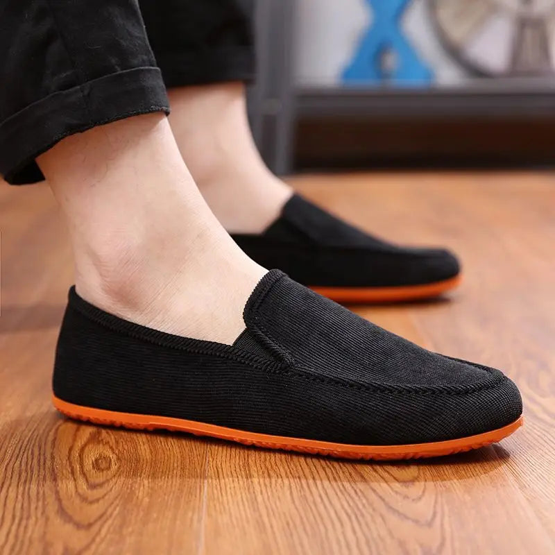 Heren Grote Maat Loafers Platte Schoenen Slippers Stof Anti-slip Mens Fashion Zomerstijl Zachte Mens Moccasins