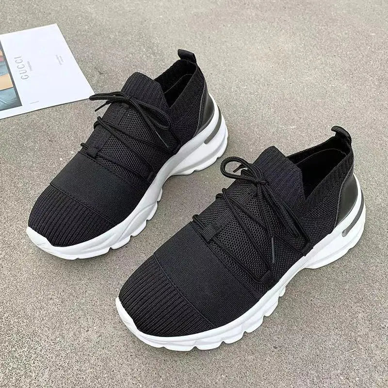 Damesschoenen Lente Ronde Neus Gevulkaniseerde Schoenen Mode Nieuwe Lichtgewicht Casual Schoenen Lace Up Ademende Sneakers