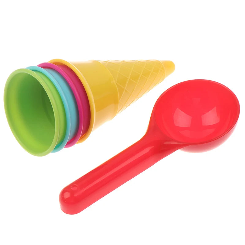 5 Pcs/lot Cute Ice Cream Cone Scoop Sets Beach Toys Sand Kids Children Outdoor Play