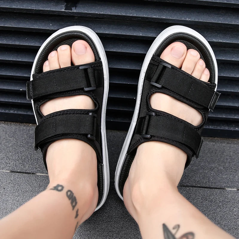 Men's Sandals Luxury Brand Summer Men Slippers Shoes Beach Slipper Open Toe Hook&loop Wear-resisting Sandals Schoenen Mannen