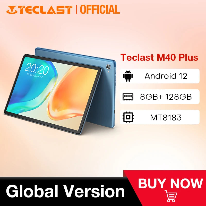 Teclast M40 Plus 10.1 inch Tablet Android 12 1920x1200 8GB RAM 128GB ROM MT8183 8 cores GPS Type-C Metal body 7000mAh GPS