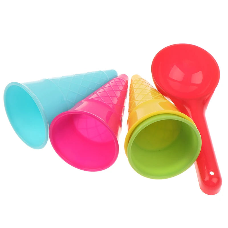 5 Pcs/lot Cute Ice Cream Cone Scoop Sets Beach Toys Sand Kids Children Outdoor Play