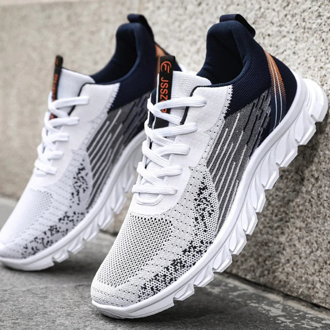 Sneakers 2024 new men's shoes trend foreign trade flying woven lace-up running shoes breathable Korean version of tide shoes