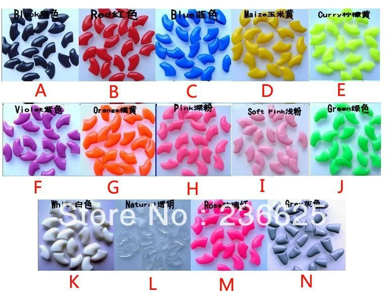 Free Shipping Lots 100pcs 14 Colors Soft Cat Pet Nail Caps Claw Control Paws off + 5pcs Adhesive Glue Size XS S M L