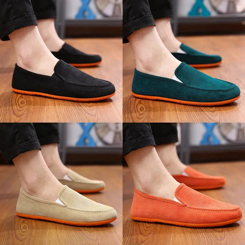 Heren Grote Maat Loafers Platte Schoenen Slippers Stof Anti-slip Mens Fashion Zomerstijl Zachte Mens Moccasins