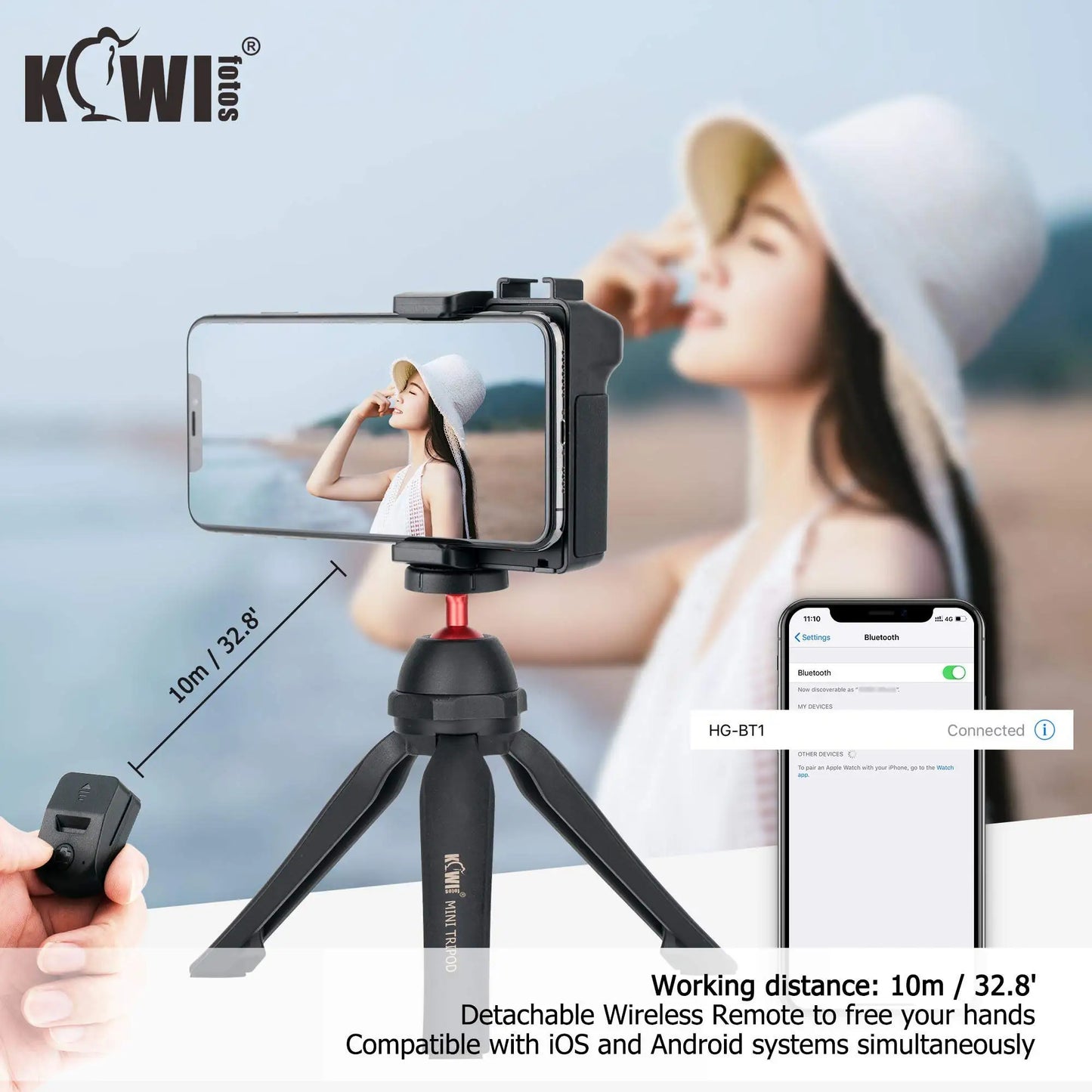 Wireless Remote Phone Grip Handheld Snapgrip iPhone Camera Hand Grip With Shutter 1/4" Screw for iPhone 15 Selfie Stick Tripod