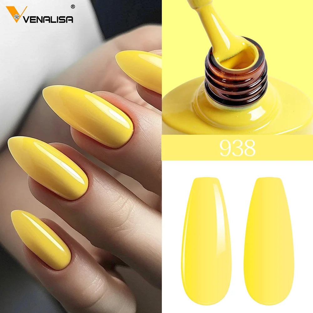 Venalisa Hot Sell Soak Off UV LED Gel 60 Colors 7.5ml Super Shinning Nail Gel Polish Lacquer Full Coverage Pure Color Series