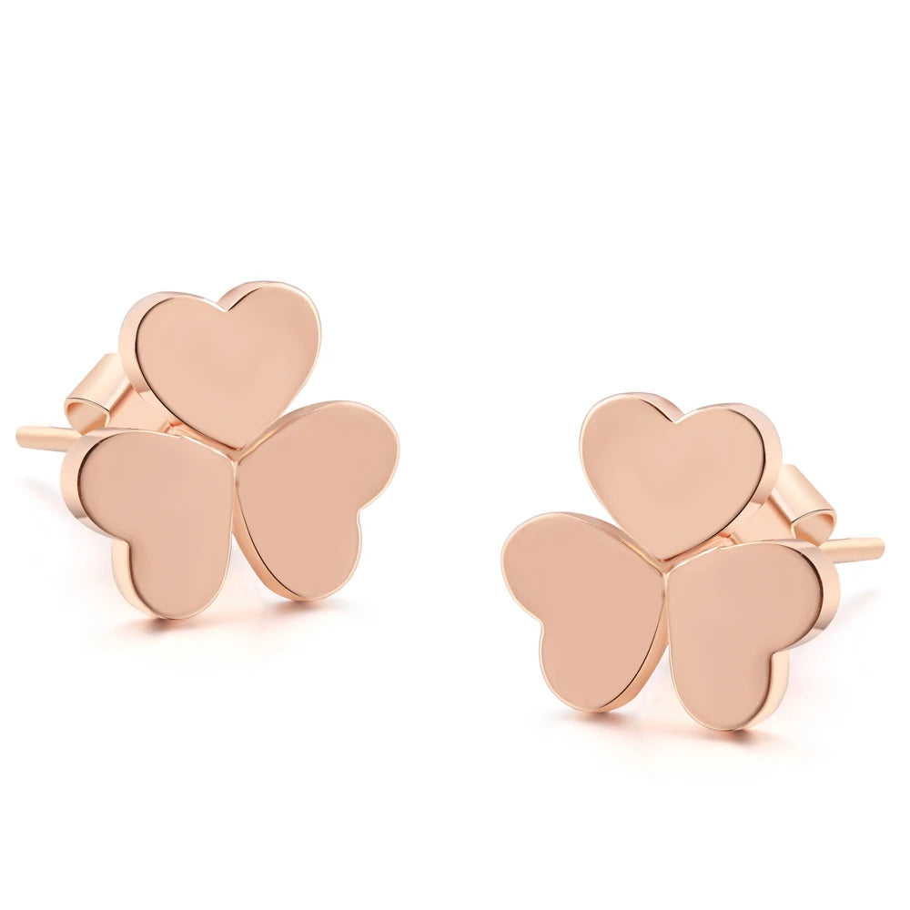 ZHOUYANG ZYE196 Classic Heart Leaf Rose Gold Color Simple Stud Earrings Fashion Jewelry For Girl Gift