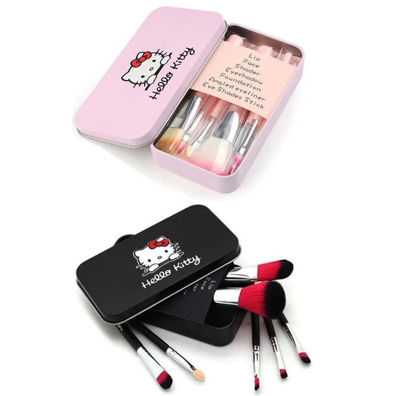 Hello Kitty Makeup Brush Set with Box  7pcs Set Kawaii Sanrio Y2k Accessories Kitty Eyeshadow Brushs Beauty Tool For Women Gifts