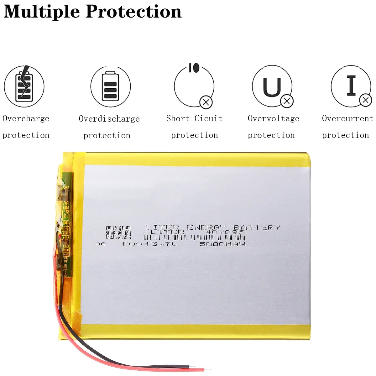 3.7V 5000mah (polymer lithium ion battery) Li-ion battery for tablet pc 7 inch MP3 MP4 [407095] replace High capacity