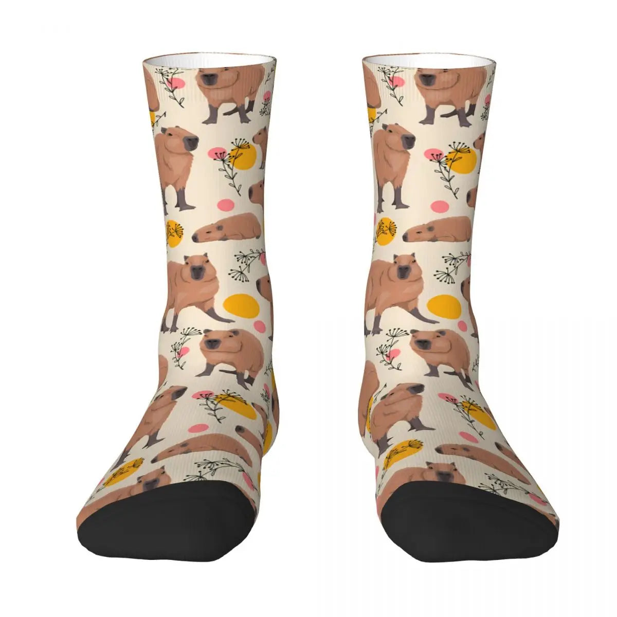 Doodle Plants Capybara Guinea Pig Cavia Porcellus Animal Unisex Winter Socks Hip Hop Happy Socks street style Crazy Sock