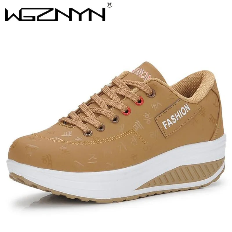 Women Sneakers Solid Wedge Casual Sport Shoes Woman Sneakers Women Outdoor Shoes Woman Lace-up Female Sneakers Zapatillas Mujer